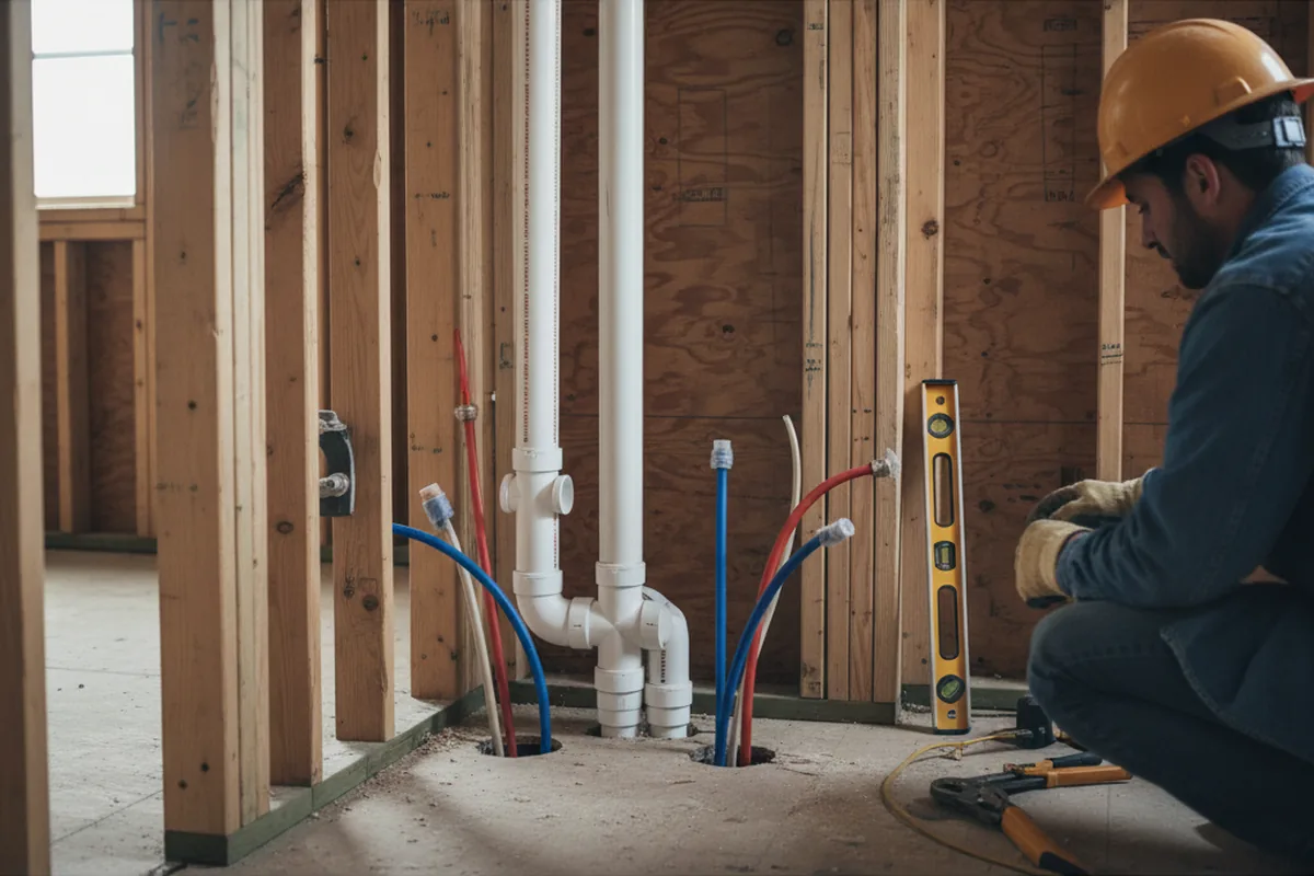 Drain and supply rough-in during Leak Detection in Kearny
